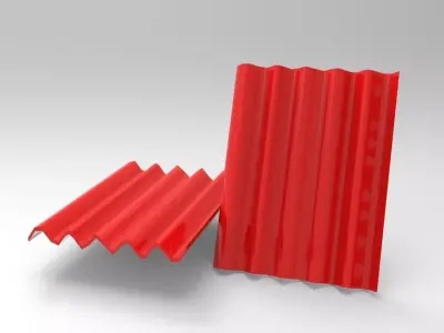Double Corrugated Roofing Tiles 3D model