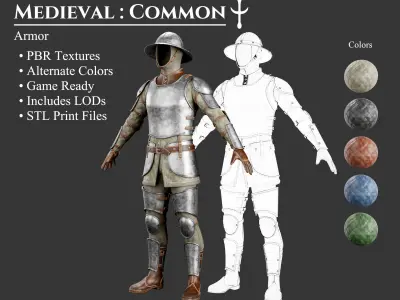 Medieval Collection Common Defender 3D Model Pack