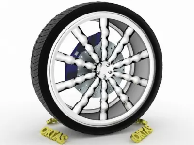 ORTAS CAR WHEEL RIM 110 GAME READY WHEEL RIM TIRE 3D model