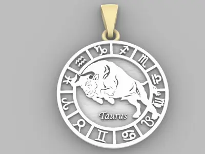pendant zodiac taurus 3D print model