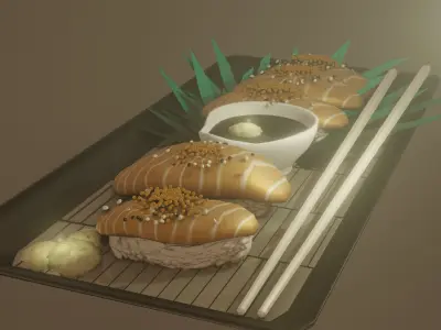 salmon sushi 3D model purchase