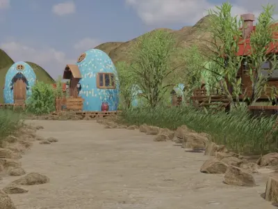 Whimsical Egg Village 3D model order