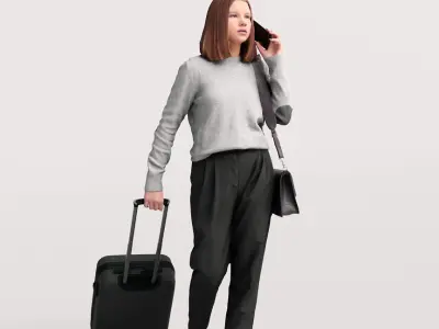  Humano Traveling Woman with suitcase 2206-5 3D model