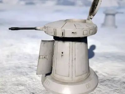 TurretGun Low-poly 3D model