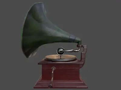 Phonograph - Low Poly old gramophone Low-poly 3D model
