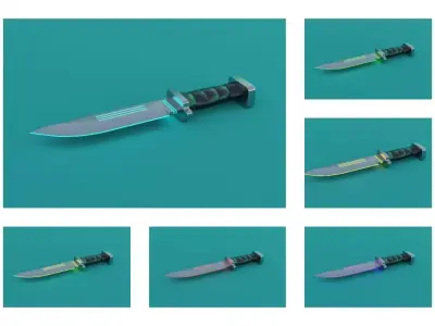 Sci-Fi knife set 3D model Low-poly 3D model