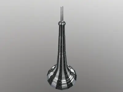 Sci-Fi Building 1 - Tower Low-poly 3D model