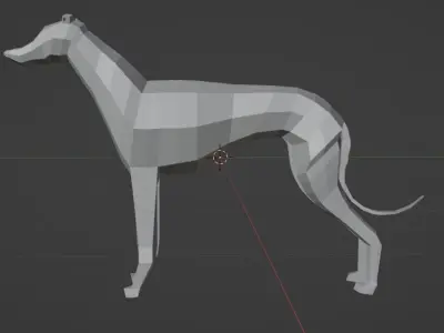 low poly borzoi dog 3D model