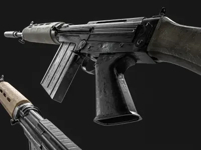 FN FAL Rifle Low-poly 3D model