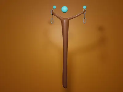 Staff asset videogame Low-poly 3D model