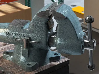 Wilton Pipe and Bench Vise Rigged 3D model