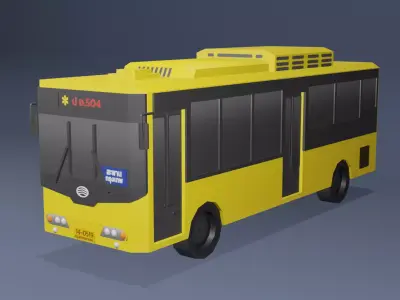 Yellow Thai bus Low poly v01 Low-poly 3D model