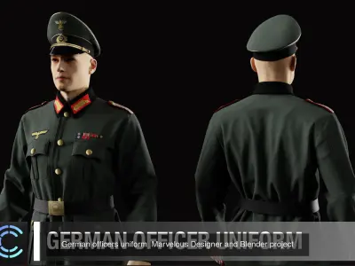 Military clothing from World War II Marvelous designer projects 3D Model Pack