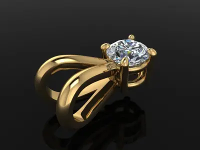 4 Prong Solitaire Split Bell Pendant 4MM 3D print model