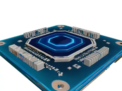 Futuristic CPU Processor Circuit Board 3D model