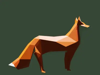 low poly forest 3D model polygonal fox Low-poly 3D model
