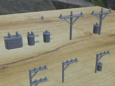 OUTDOOR POLE ASSETS 1-35 FOR DIORAMA SUPPORTED STL 3D print model