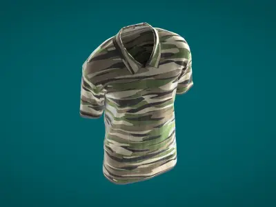 Military Outfit - T-shirt Low-poly 3D model 18
