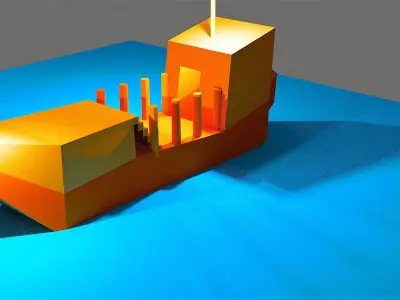 low  poly ship model Free 3D model