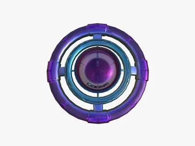 Alien Spaceship UFO E04 Purple Blue - Sci Fi Spacecraft Design Low-poly 3D model