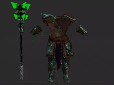 Riftforged Battle Armor Magic Mace Realistic GameReady 3D Low-poly 3D model