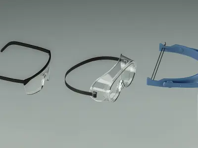 Safety glasses set 3D model Low-poly 3D model