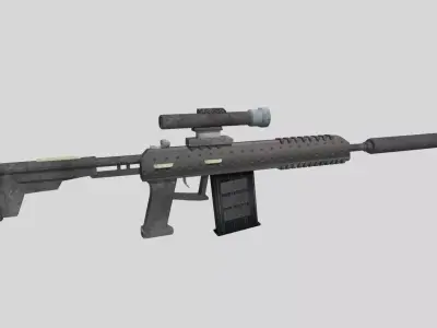 no brand low poly sniper rifle Low-poly 3D model