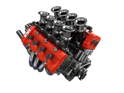 V8 engine 3D model PBR