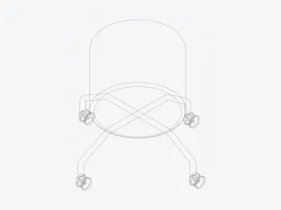Furniture - Footstool - Contemporary - Casters Low-poly 3D model