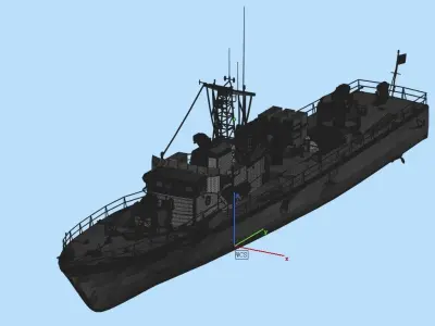 Rocket launcher gun ship 3D model