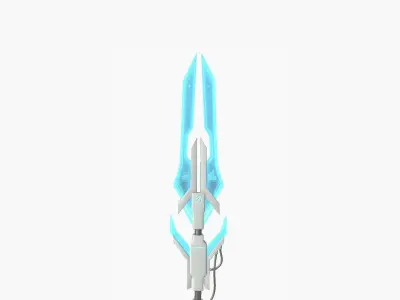SciFi War Spear A02 White Blue - Character Design Fashion Low-poly 3D model