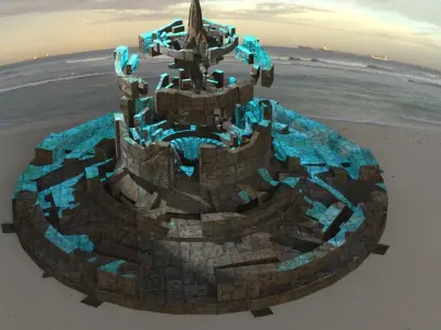 Babylon AD Sci fi garden structure fountain  Low-poly 3D model