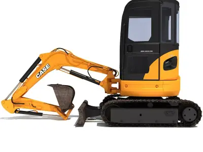 Yellow Mini Excavator Case 3D model