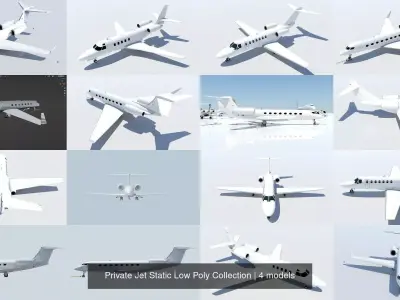 Private Jet Static Low Poly Collection 
