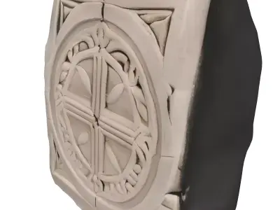 Ancient Celtic Carved Stone Block Low-poly 3D model