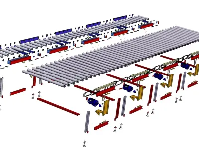 Wooden Board Conveyor Belt  3D model