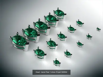 Head - bezel Pear  Marquise 99 part 3D Model Pack