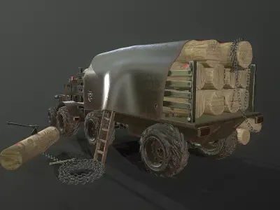 Forest Tractor Low-poly 3D model