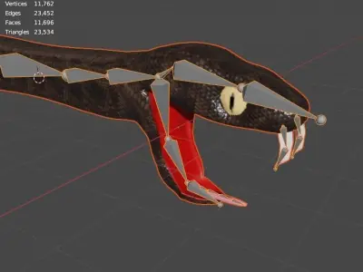 rigged 3d snake Low-poly 3D model