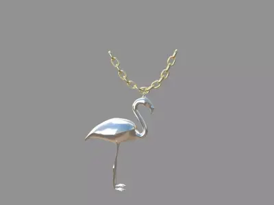 flamingo locket silver 3D model
