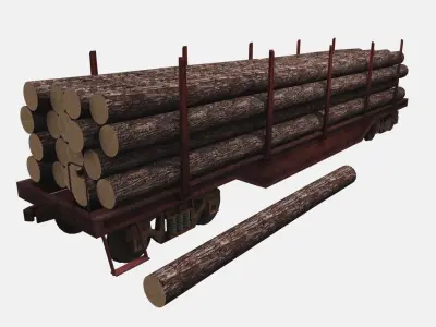 Lumbar Railcar Low-poly 3D model