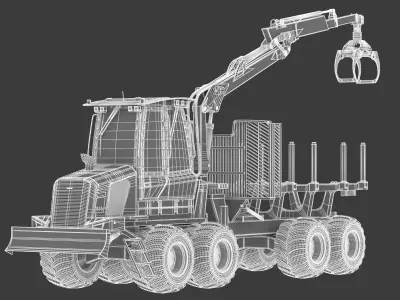 Komatsu 845-1 Forestry Forwarder Logging Machine 3D model
