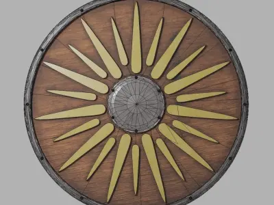 Wooden and Metallic shield 3D model