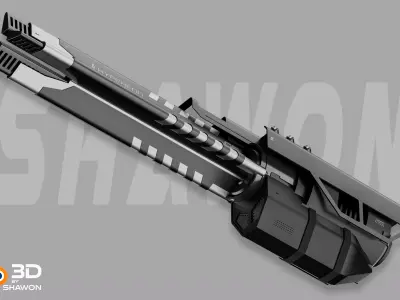 Scifi Cannon 3d Model Low-poly 3D model