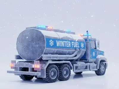 Winter Fuel Tanker Truck  Game Ready Low Poly Model Low-poly 3D model
