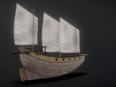 Ancient sailboat Low-poly 3D model