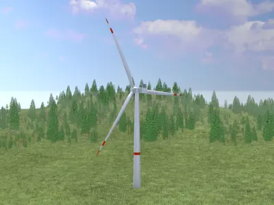 Wind turbine V1 H-115 RD 172 m with animation Low-poly 3D model