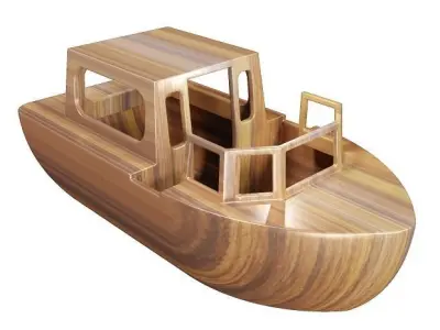 Wooden Tourist Boat Toy Low-poly 3D model