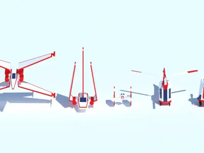 collection air spaceships Stylized Low-poly  Low-poly 3D model