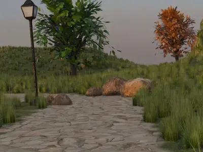 Lush Village Landscape 3D model